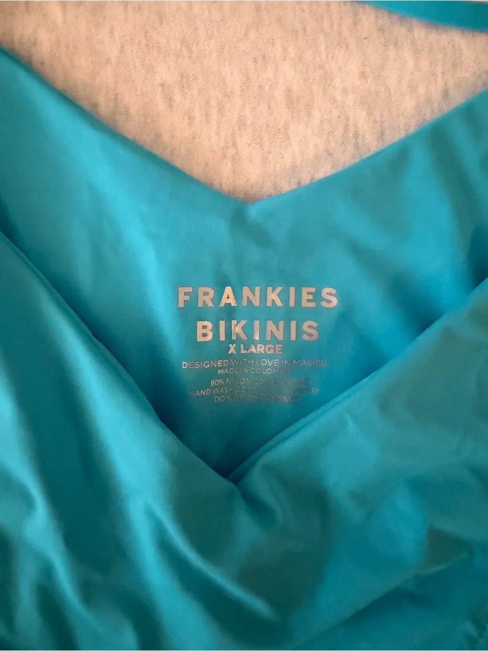 Frankie's Bikinis Teal Triangle Tie Bikini Set